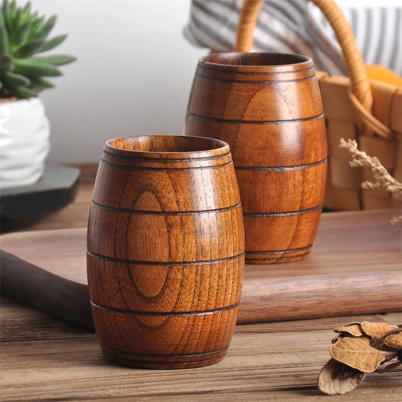 Wooden Big Belly Cups Handmade Natural Spruce Wood Cups Beer Tea Coffee Milk Water Cup Kitchen Bar Drinkware for Kitchen Peaceful Pleasures Health and Wellness
