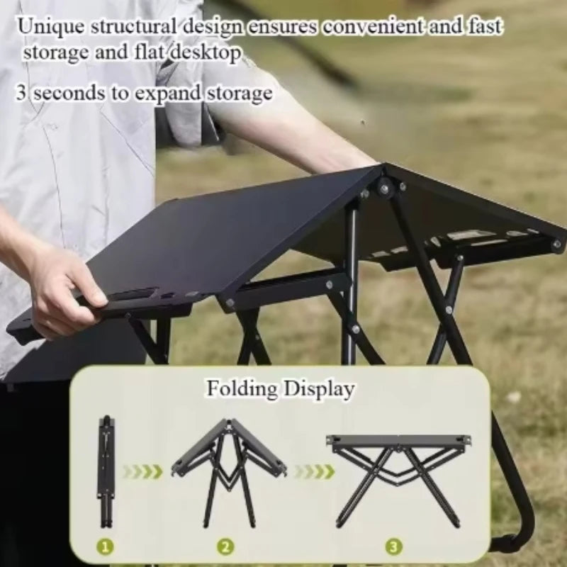 Multi functional outdoor folding table suitable for self driving and hiking camping dining table, quickly open the dining table Peaceful Pleasures Health and Wellness
