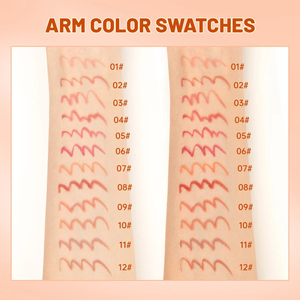 QIBEST 12-Pc Matte Lip Liner Set – High Pigment Velvet Lipliner