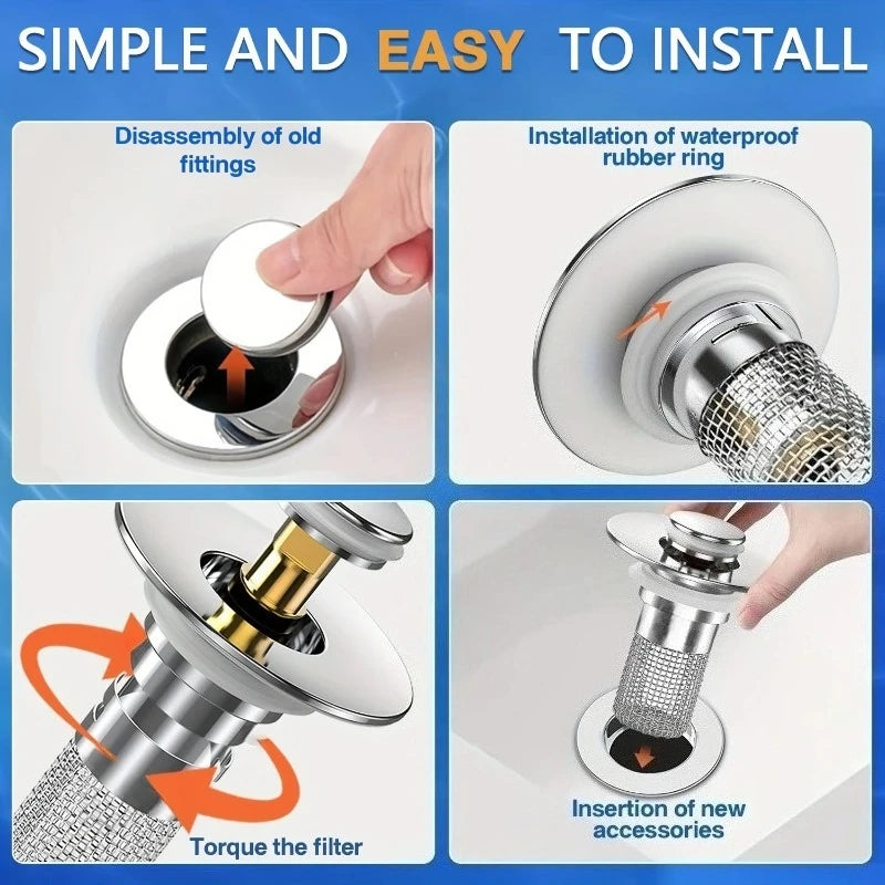 2-Pack Stainless Steel Pop-Up Drain Strainer & Hair Catcher