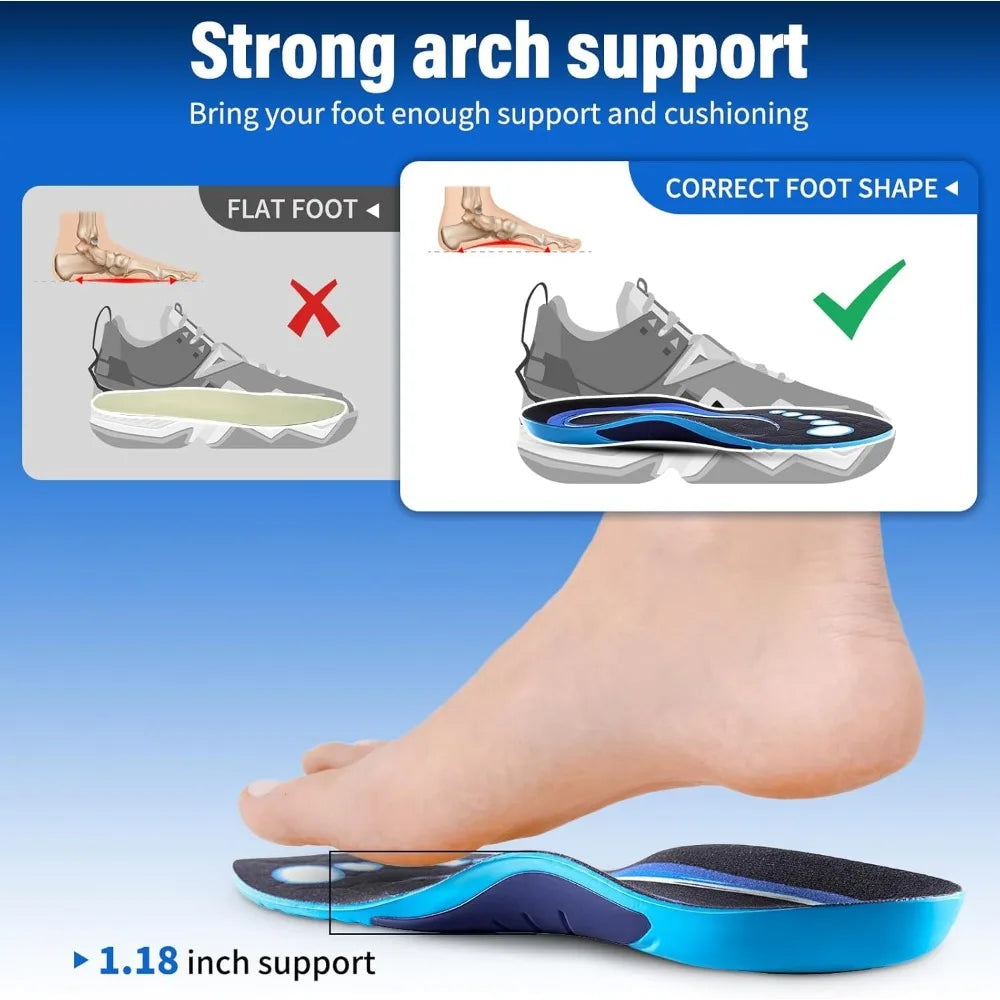 1pair EVA Arch Support Insoles For Pain Relief Orthotics Flat Feet, Sports Shock Absorption Shoe Sole for Running Lifestyle Peaceful Pleasures Health and Wellness
