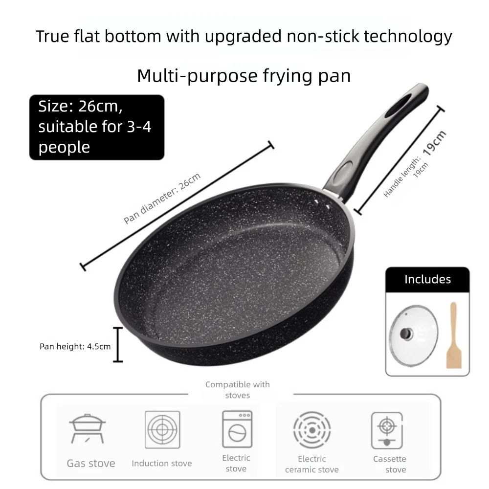 Stone Nonstick Frying Pan with Glass Lid | 22–28 cm Skillet