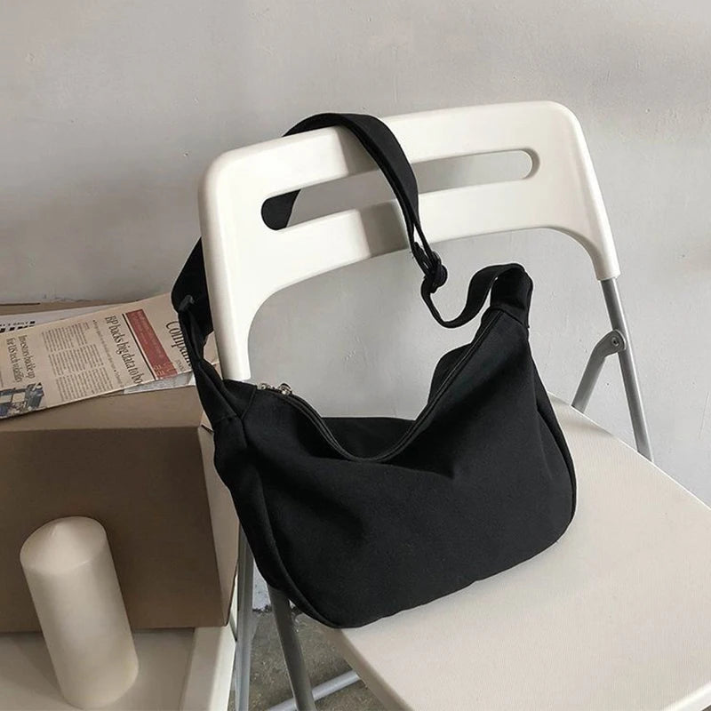 Large Canvas Crossbody Bag – Unisex Hip-Hop Street Style