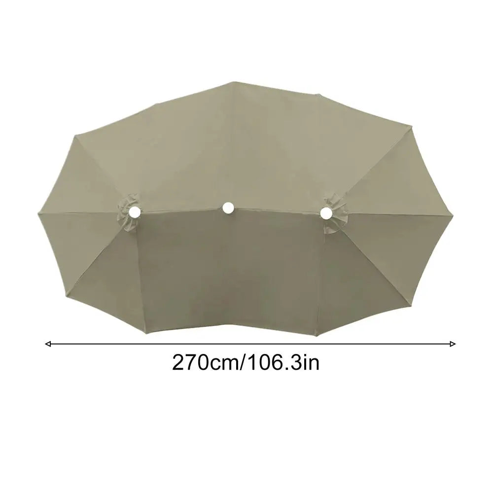 Replacement Patio Umbrella Canopy 12 Ribs 8.86ft Waterproof UPF30 Triple Parasol Top Cover Umbrella Fabric Replacement For Peaceful Pleasures Health and Wellness China Mainland Light Grey