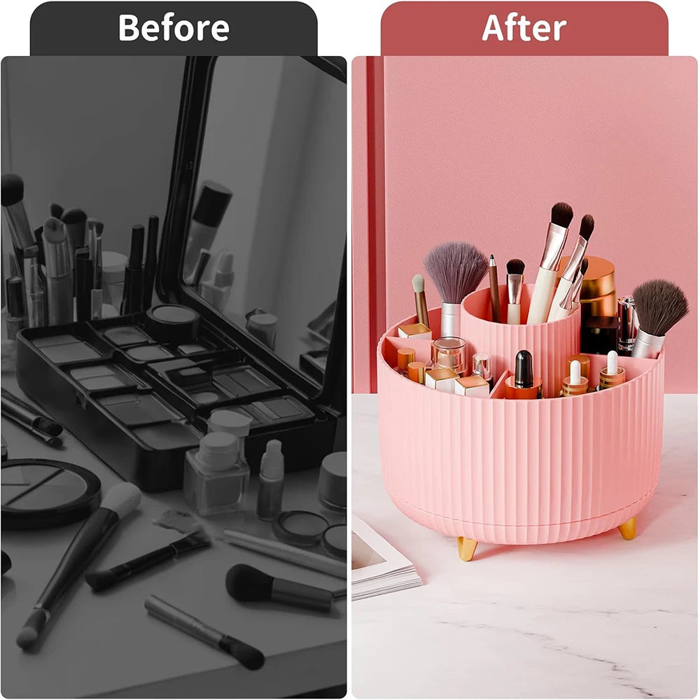 360° Rotating Makeup Brush Holder – 5-Slot Desktop Organizer