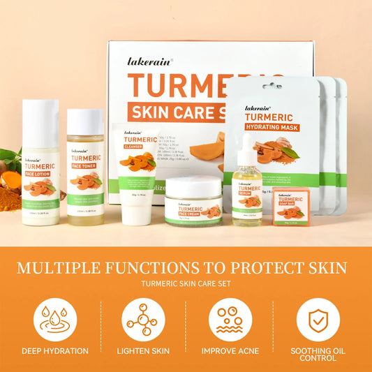 7-Piece Turmeric Skincare Set – Brighten, Cleanse & Hydrate Skincare Gift Set Oasis Select 1set