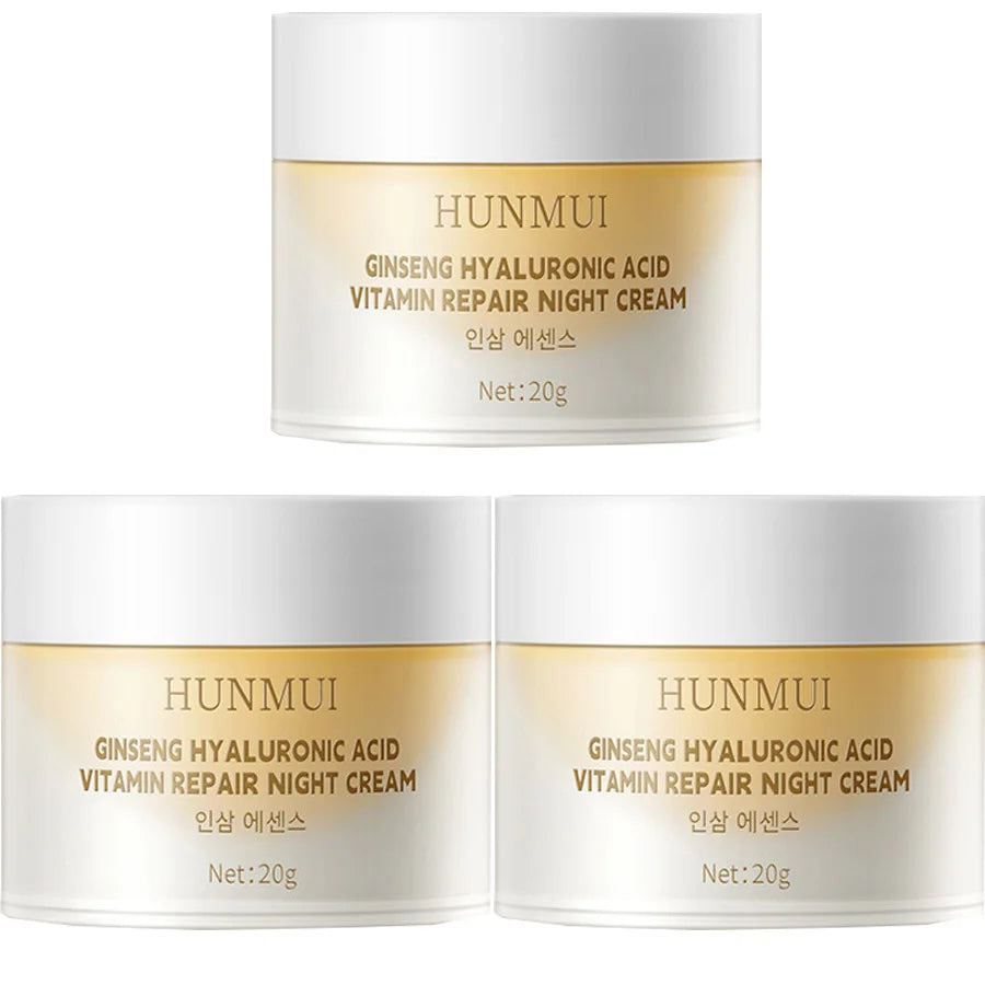 Ginseng Hyaluronic Acid Vitamin Hydra Repair Night Cream Deep Moisturizing Skin Brightening Firming Anti Wrinkle Face Cream Peaceful Pleasures Health and Wellness 20gx3 pieces