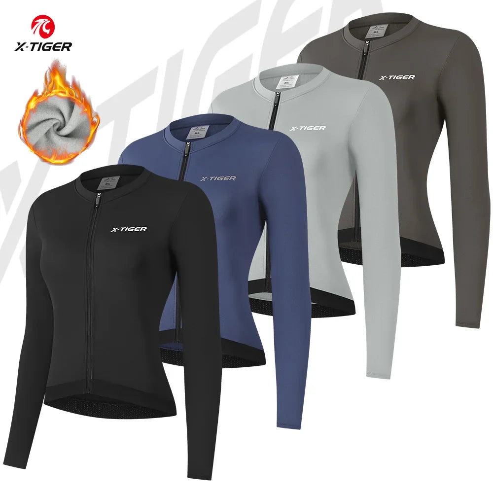 X-TIGER Women's Winter Cycling Jersey | Thermal Long Sleeve