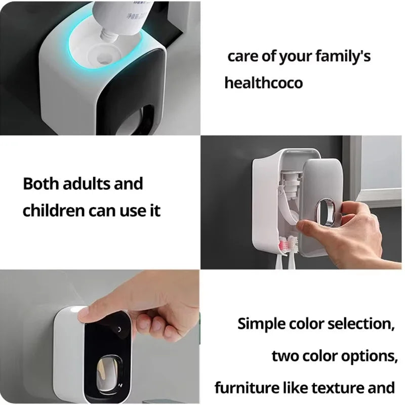 Practical1/2/4pcs Whole hanging automatic toothpaste dispenser bathroom facial cleanser squeezer that does not require drilling Peaceful Pleasures Health and Wellness