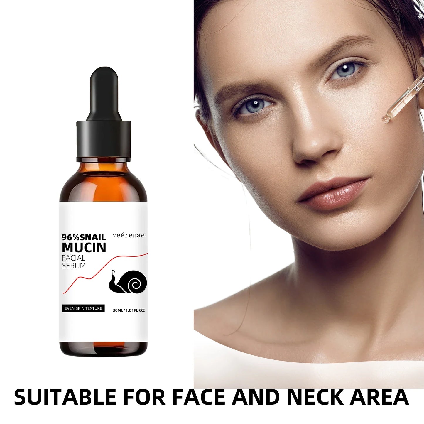 veérenae 96% Snail Mucin Facial Serum – Intense Hydration