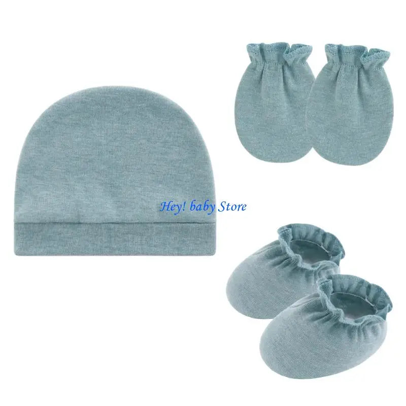 Baby Bonnet Hat Mittens & Booties 3-Piece Set | 0–6 Months