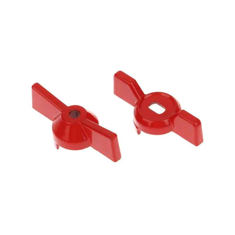 2-Pack Red Butterfly Ball Valve Handles – Aluminum, 105°C Rated