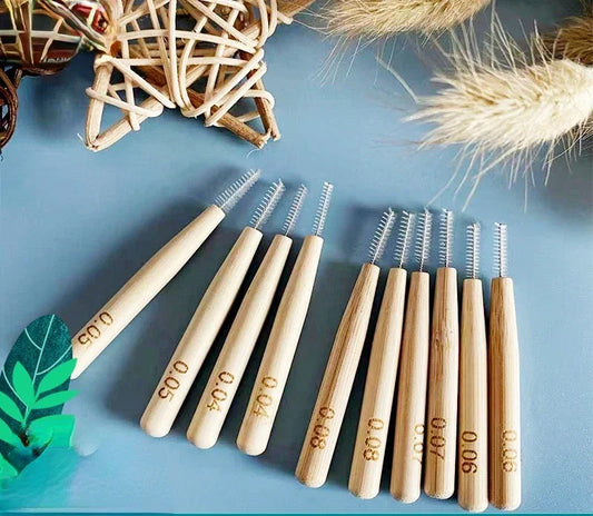 30-Pack Bamboo Interdental Brushes | Eco Teeth Cleaner Interdental Brush Set Peaceful Pleasures Health and Wellness