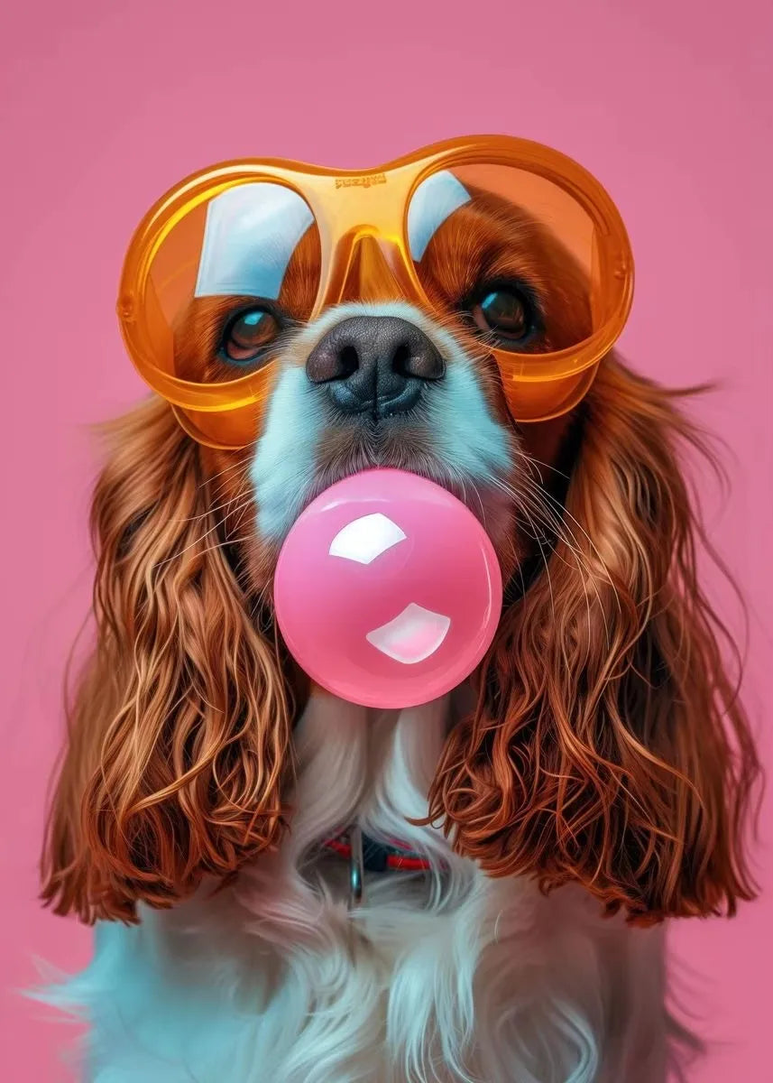 WhimsyWorks Funny Animals Bubble Blowing Chameleon Canvas Poster,Unframed Artistic Wall Decor for Living Room,Bedroom, Art Decor Peaceful Pleasures Health and Wellness ZLH3285 50x70cm No Frame
