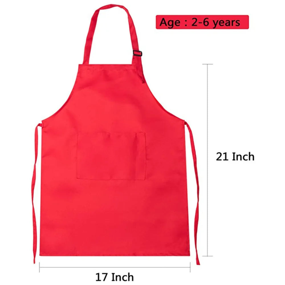 Children Chef Apron Front Pocket Bib Boys Girls Apron Kitchen Craft Kid Apron Painting Cooking Baby Pinafore Sets Children apron Peaceful Pleasures Health and Wellness
