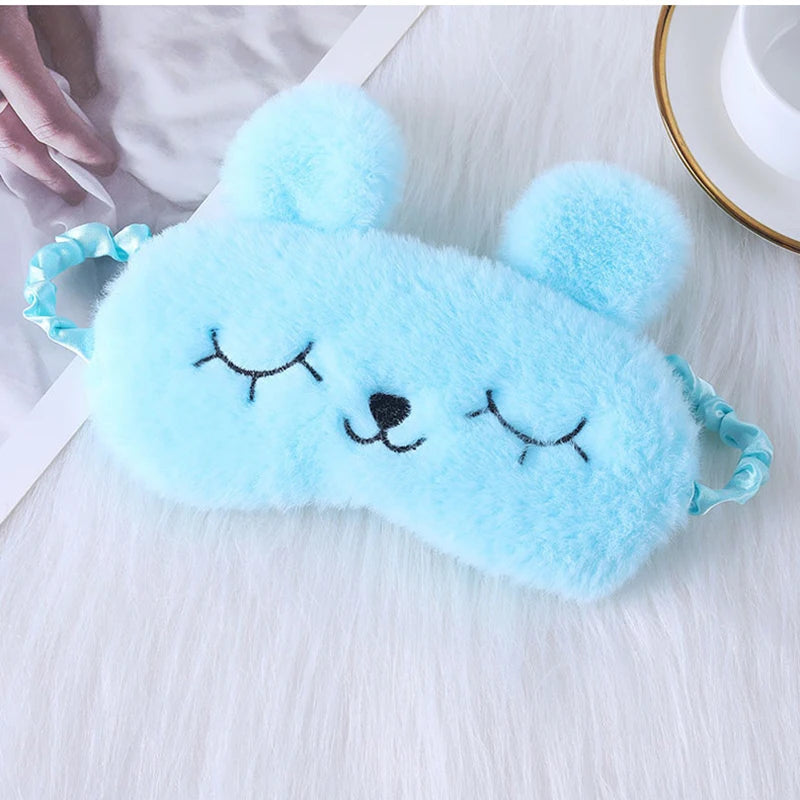 Cartoon Rabbit Plush Sleep Eye Mask – Light Blocking Travel