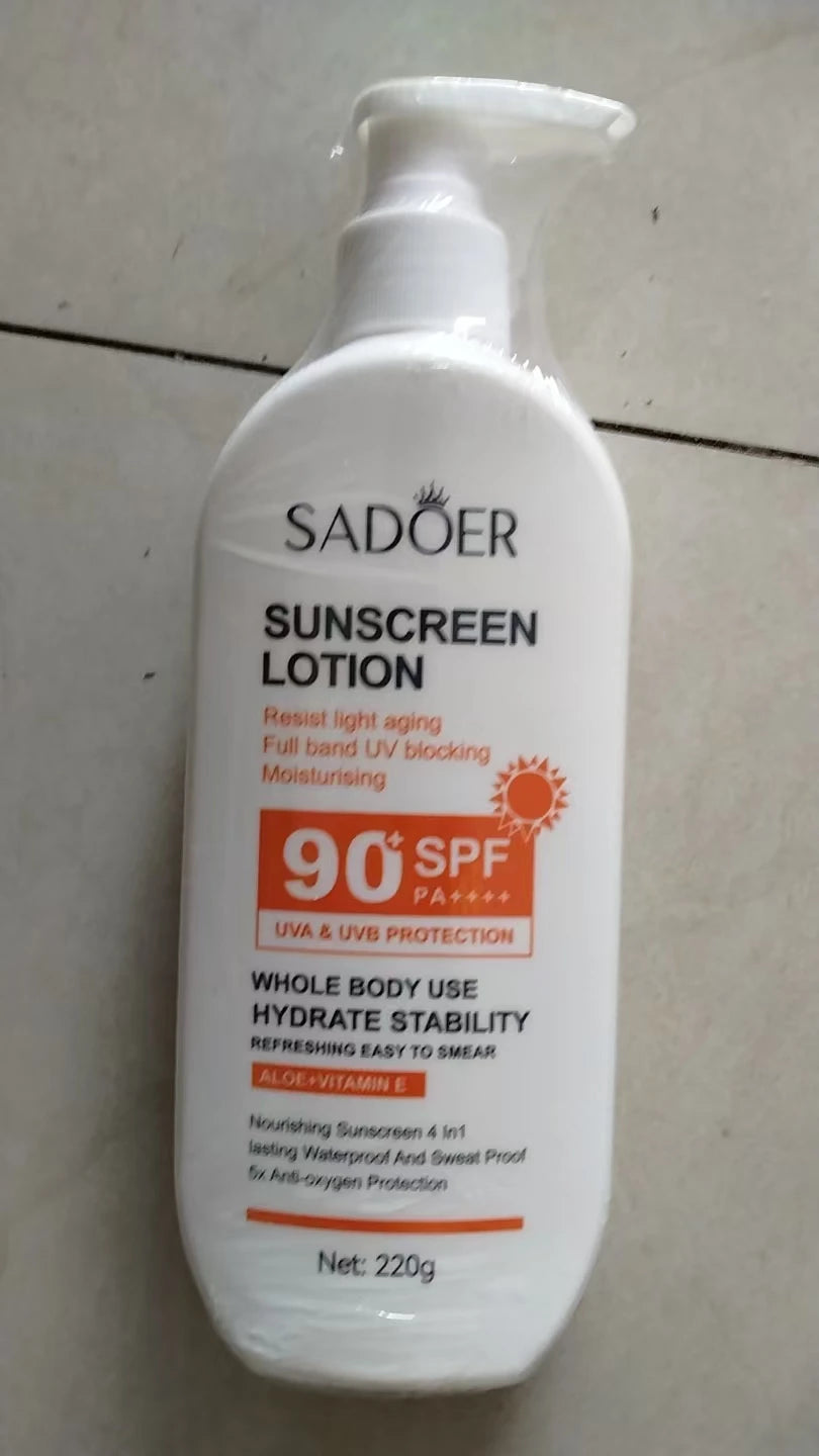 SPF90+ sunscreen, UV protection, whitening sunscreen, moisturizing, whitening, facial and body sunscreen, skin care, anti-aging Peaceful Pleasures Health and Wellness LOTION 220ML