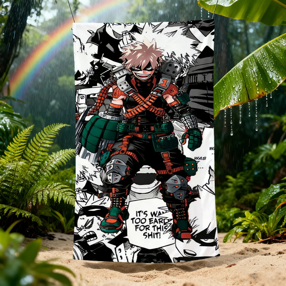 Katsuki Bakugo Anime Beach Towel – Quick Dry & Soft Anime Beach Towel Peaceful Pleasures Health and Wellness