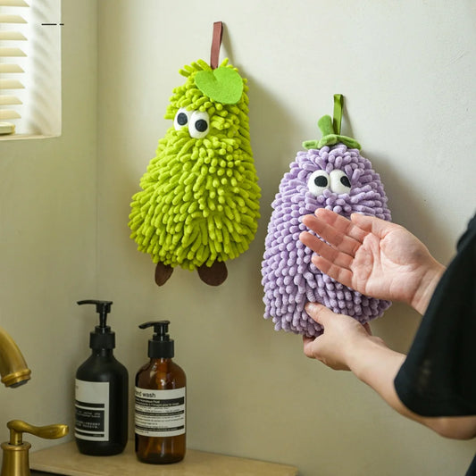 Fruit Shaped Hanging Hand Towels | Soft Chenille Washcloth Hanging Hand Towel Peaceful Pleasures Health and Wellness