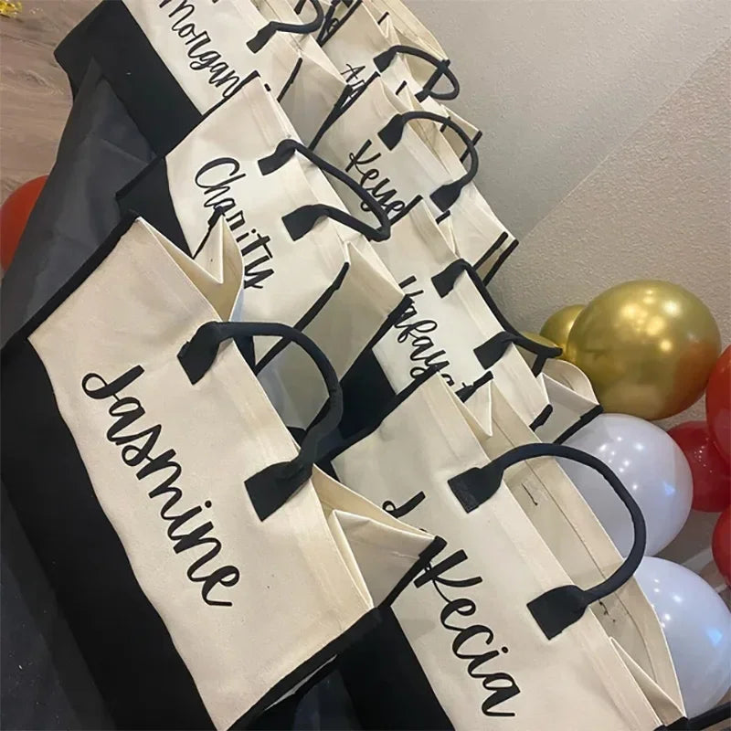 Custom Name Canvas Tote Bag | Bridesmaid Bachelorette Gift