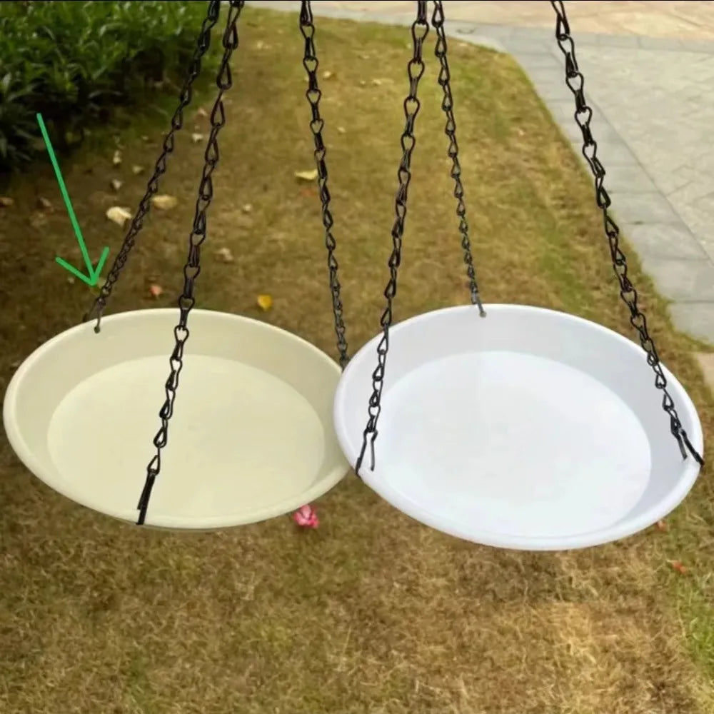 Hanging Round Bird Feeder Bath Tray with Chain | Garden Decor