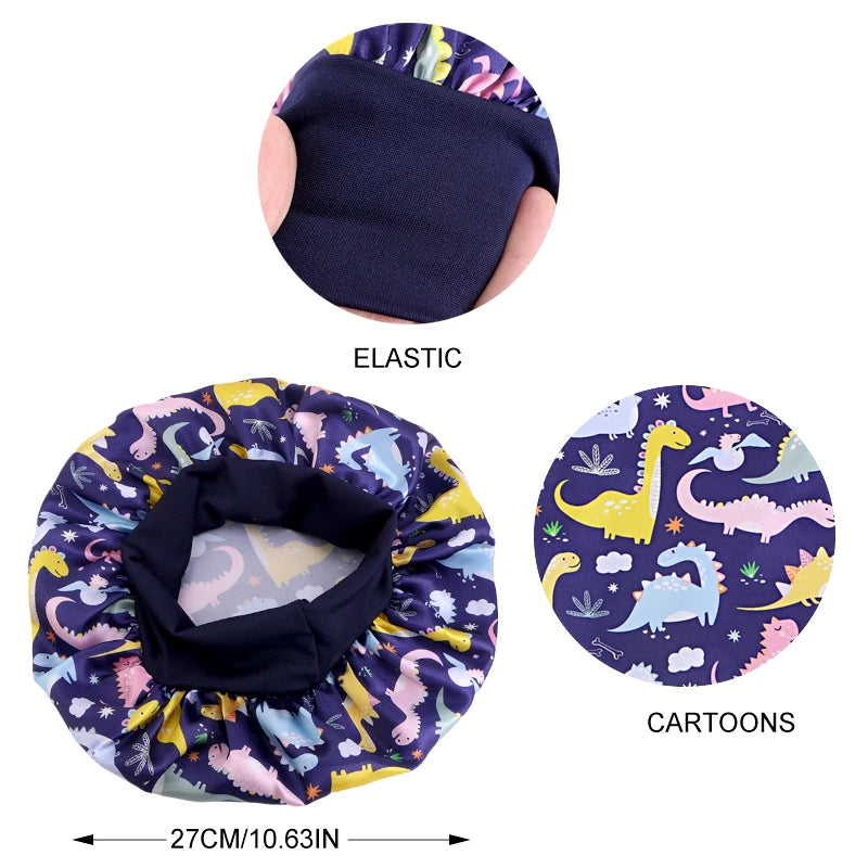 Kids Dinosaur Satin Bonnet | Silky Sleep Cap for Toddlers