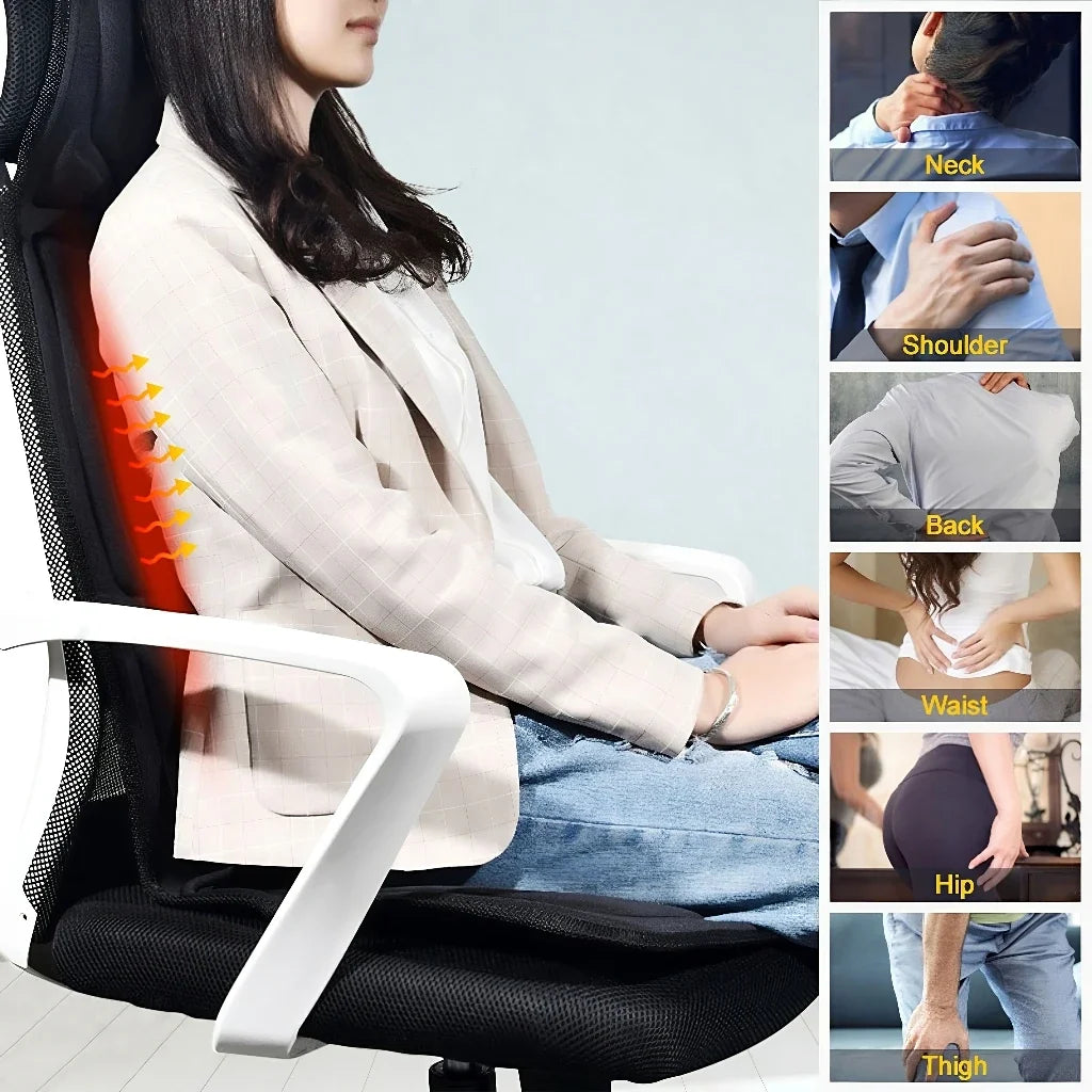 Home car massage cushion multifunctional combines neck waist vibration seat cushion fullbody electric heating car massage device Peaceful Pleasures Health and Wellness