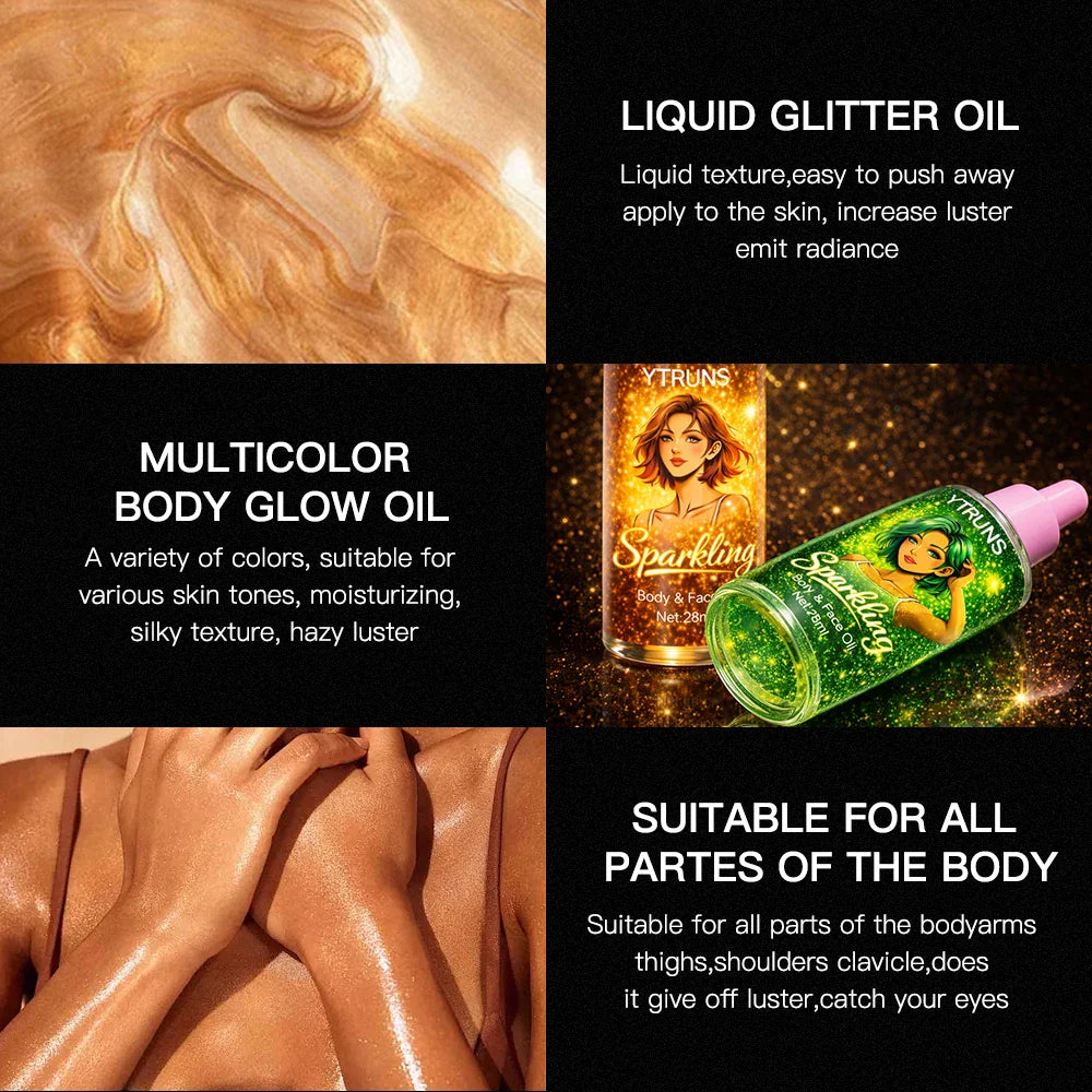 Shimmer Body Oil 28ml – Glow Highlighter & Glitter Oil