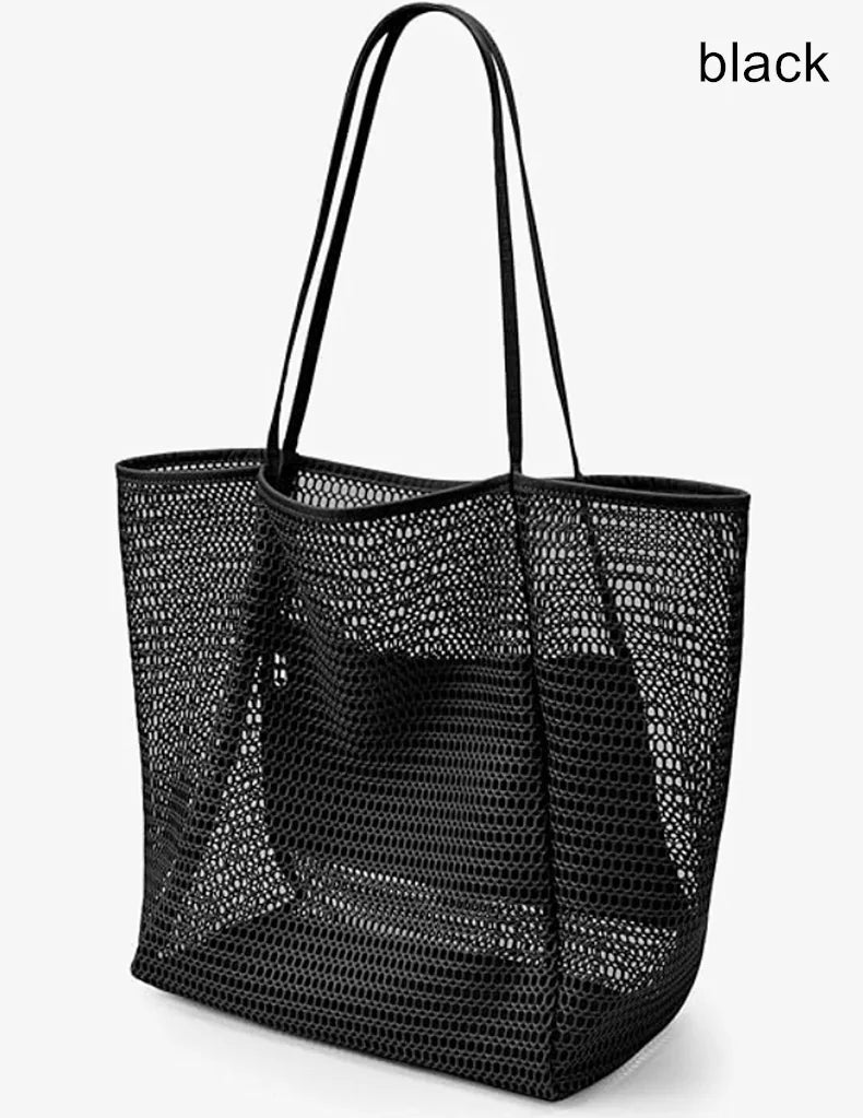 Expandable Mesh Beach Bag for Women – Foldable Crossbody Tote