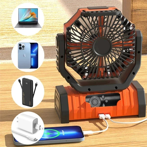 20000mAh High-Capacity Battery LED Light Camping Fan Movable Wireless Air Circulators Outdoor Ventilador with Hook Peaceful Pleasures Health and Wellness