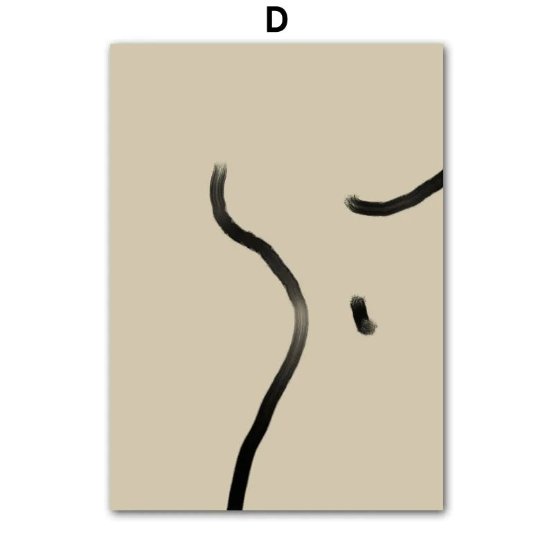 Boho Abstract Woman Canvas Wall Art | Minimalist Line Drawing
