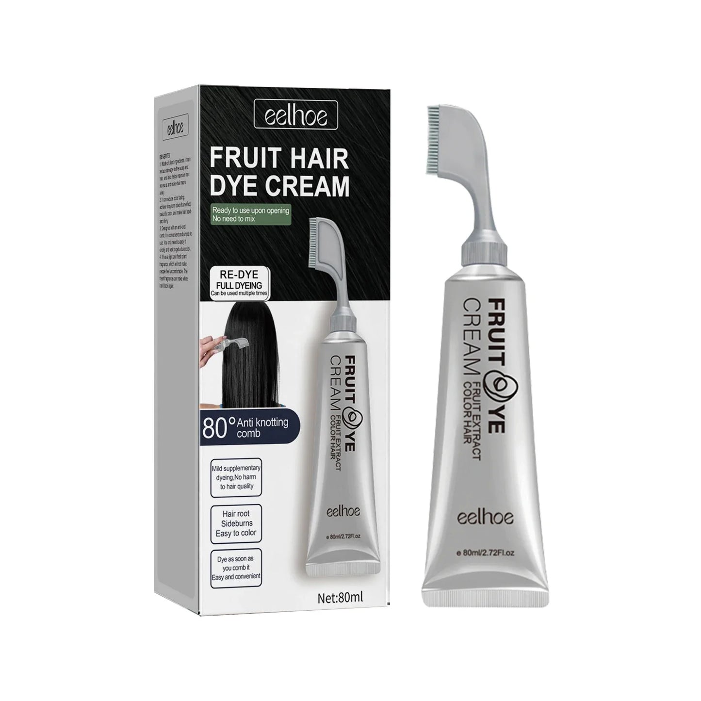 Fruit & Vegetable Hair Color Cream – Gentle Long-Lasting Black