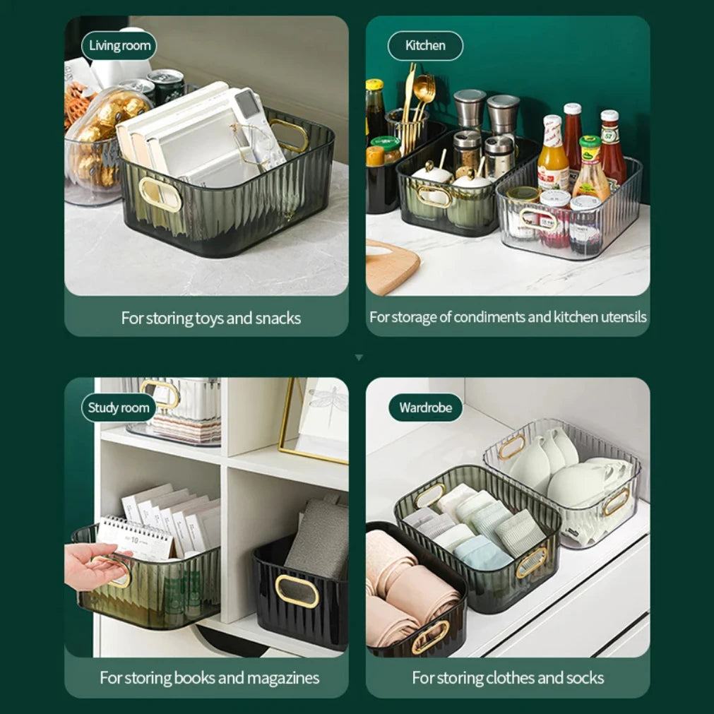 Stackable Clear Desktop Organizer | PET Storage Basket Box