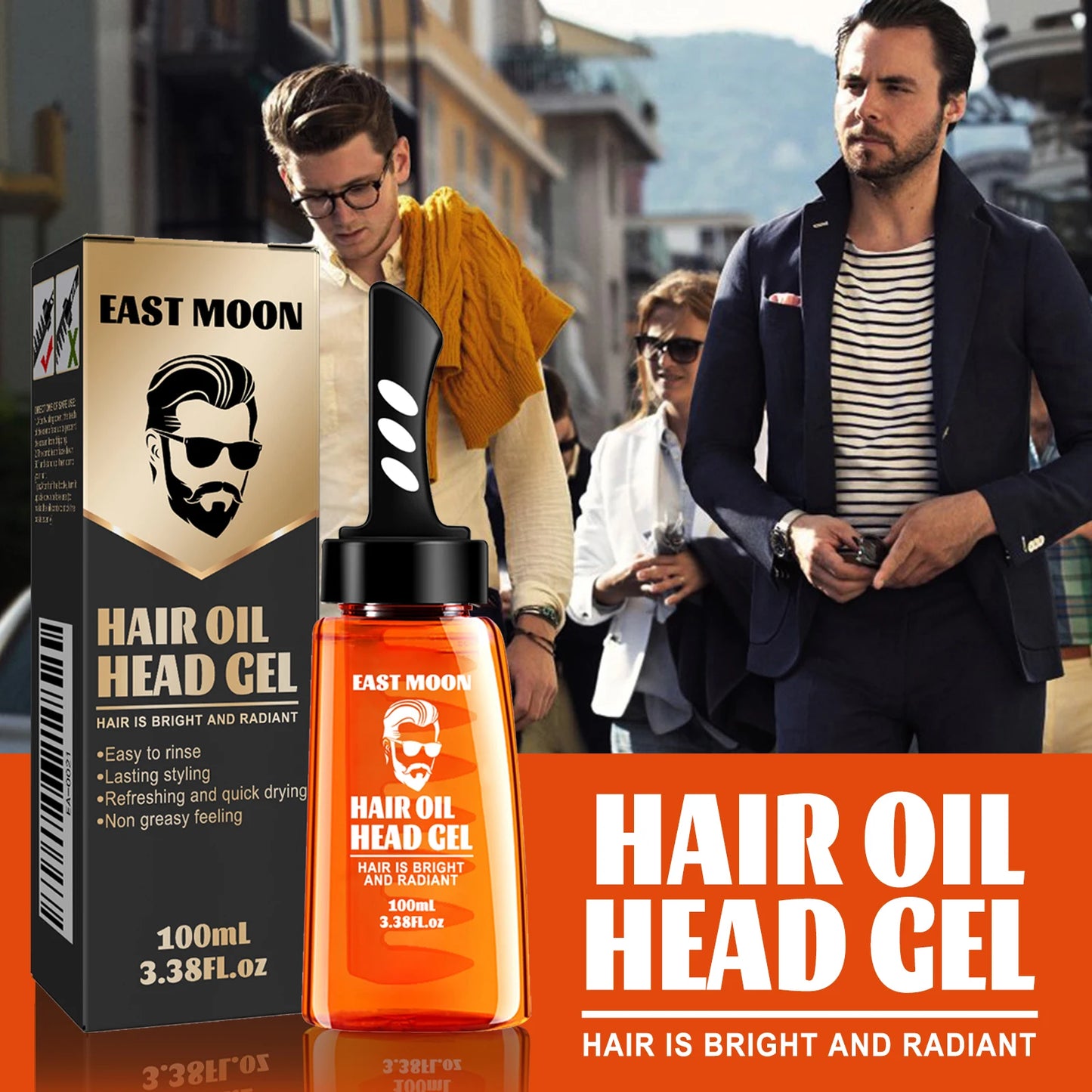 East Moon 2-in-1 Men's Hair Wax Gel & Comb | Argan Oil 100ml