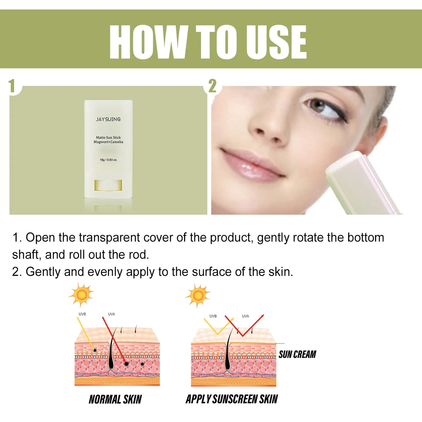 YOUNGCOME Matte Sunscreen Stick – Hydrating Facial Sunblock 18g