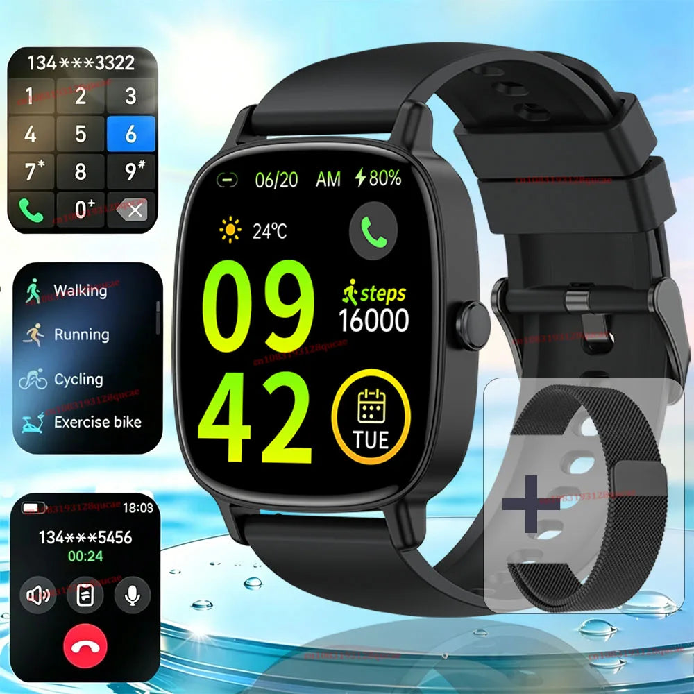 New Smart Watch Multi-sport mode Blood Pressure Sleep Health Monitoring 1.85 Inch Bluetooth Call IP68 Waterproof Smartwatch Hw12 Peaceful Pleasures Health and Wellness Black Milan