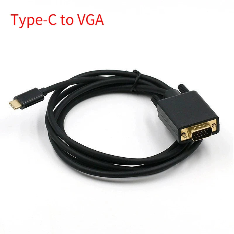 USB C To VGA Adapter USB Type C Cable To VGA for Apple Macbook Air Macbook Pro Input USB-C Cable To VGA Out Up To 1080P Peaceful Pleasures Health and Wellness Type-C to VGA 1.8m