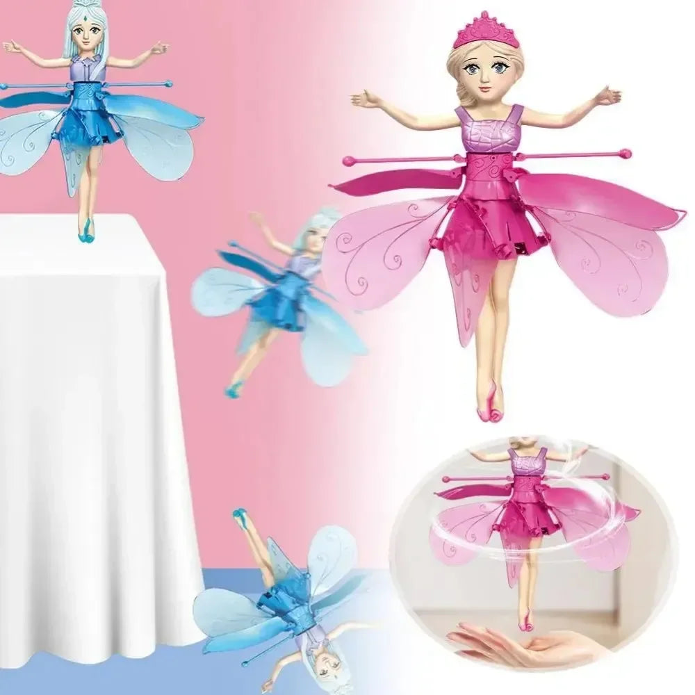 USB Rechargeable Gesture Luminous Aircraft Girls Toy Hand Sensor Magical Flying Pixie Toy Infrared Sensor Flying Doll Kid Gifts Peaceful Pleasures Health and Wellness