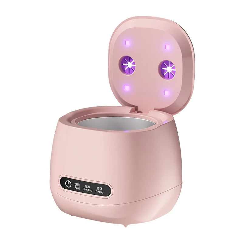 Portable Ultrasonic Denture & Jewelry Cleaner with UV Sanitizer Ultrasonic Cleaner Peaceful Pleasures Health and Wellness pink