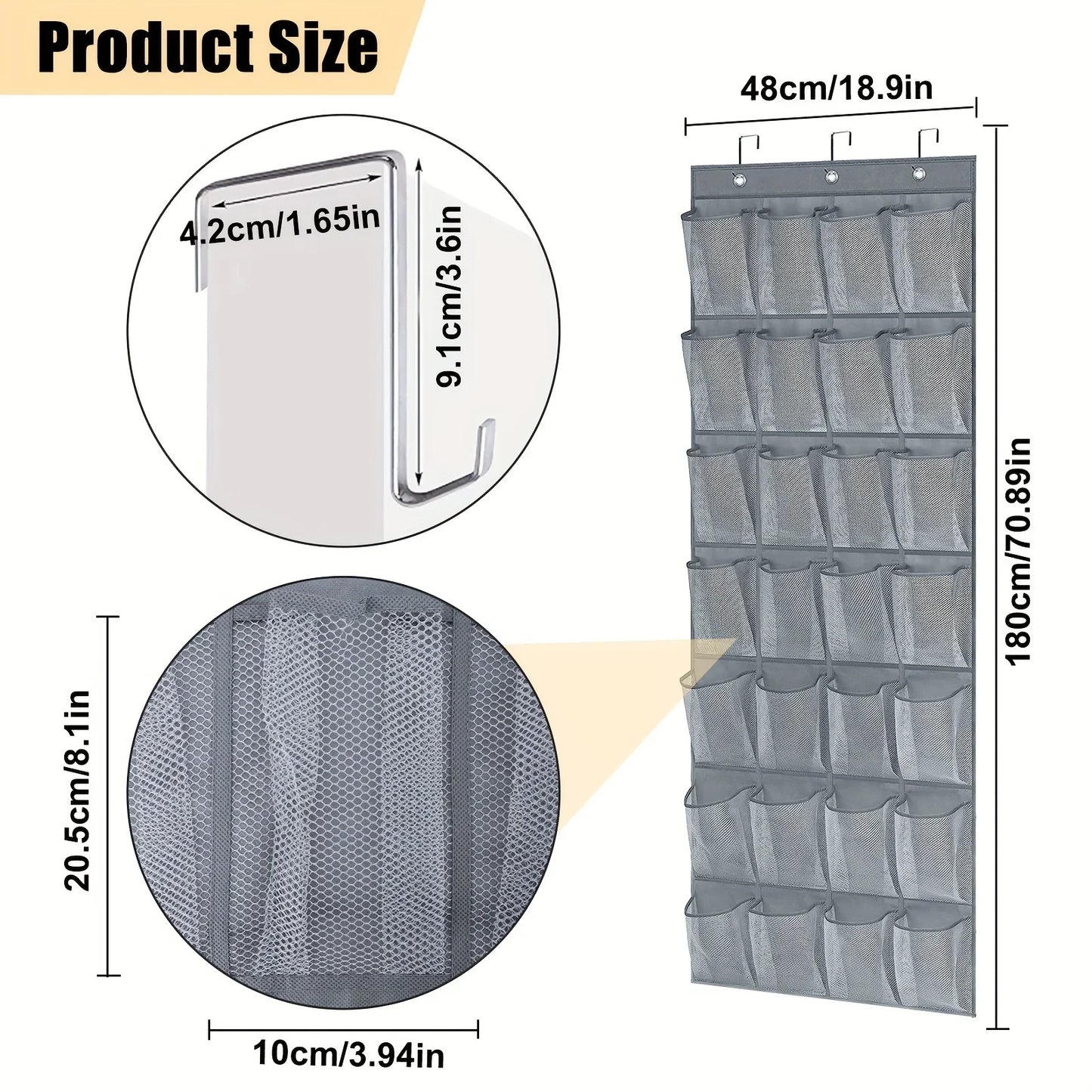28-Pocket Over-The-Door Hanging Shoe Organizer | Mesh Storage