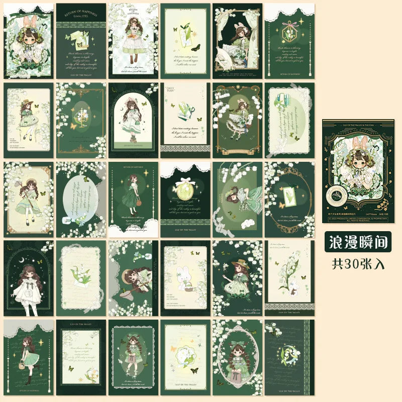 Lily Valley Series Postcard Animation Illustration Message Blessing