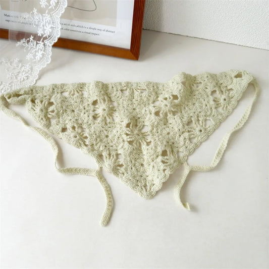 Crochet Triangle Headscarf – Floral Sunshade Headband for Women Crochet Headscarf Oasis Select Green