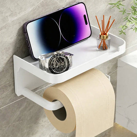 Wall-Mount Plastic Toilet Paper Holder & Storage Rack Toilet Paper Holder Oasis Select