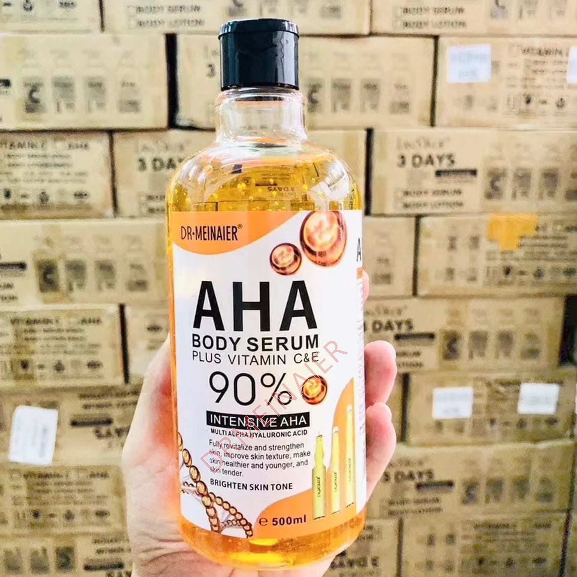 500ML Vitamin C AHA HYALURONIC& NICOTINAMIDE Face Serum Moisturizing Lightening Body Cream Peaceful Pleasures Health and Wellness