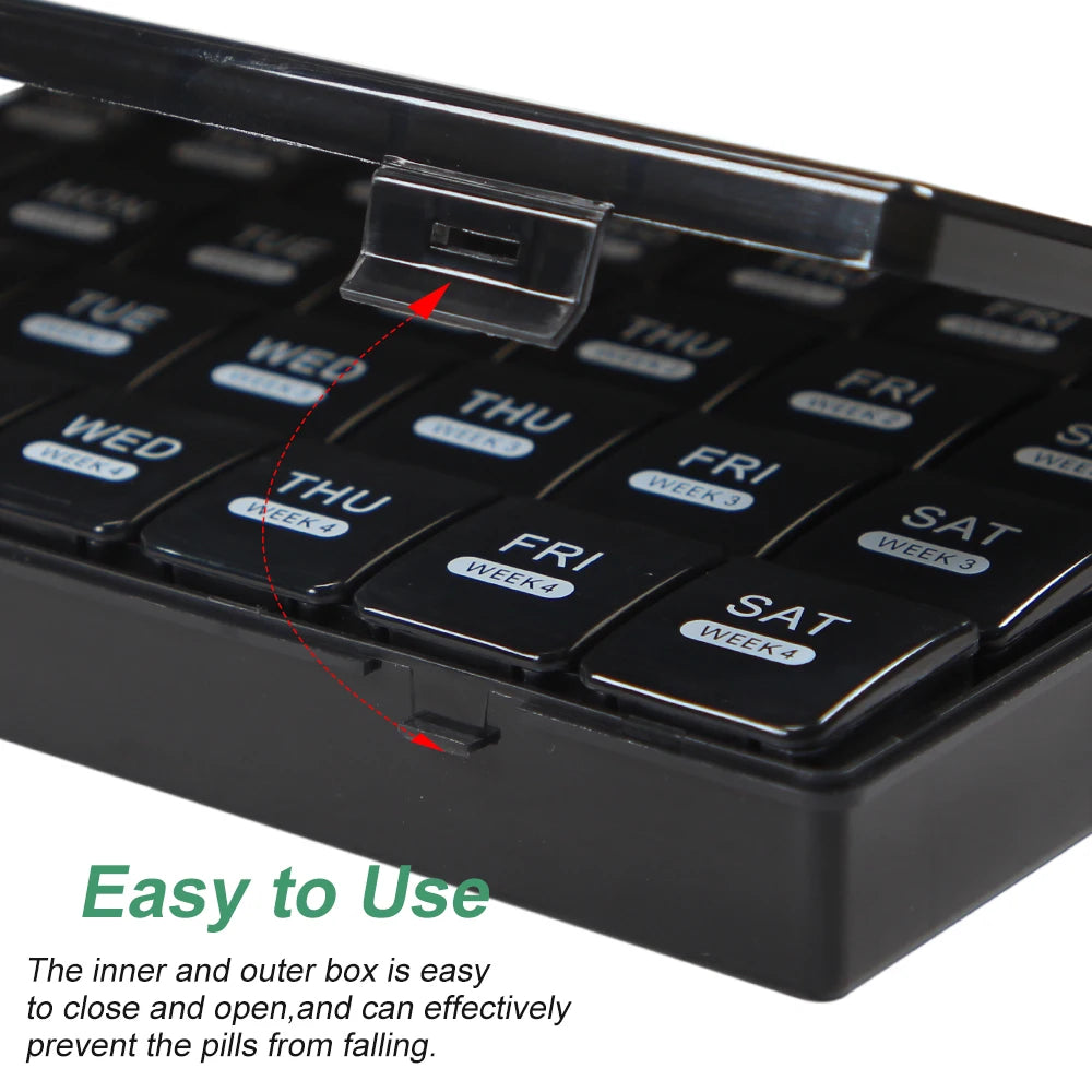Large Monthly Pill Organizer 4 Weeks, Pill Box Organizer Weekly,Big Compartment Pill Box with Travel Case,Medicine Organizer Box Peaceful Pleasures Health and Wellness