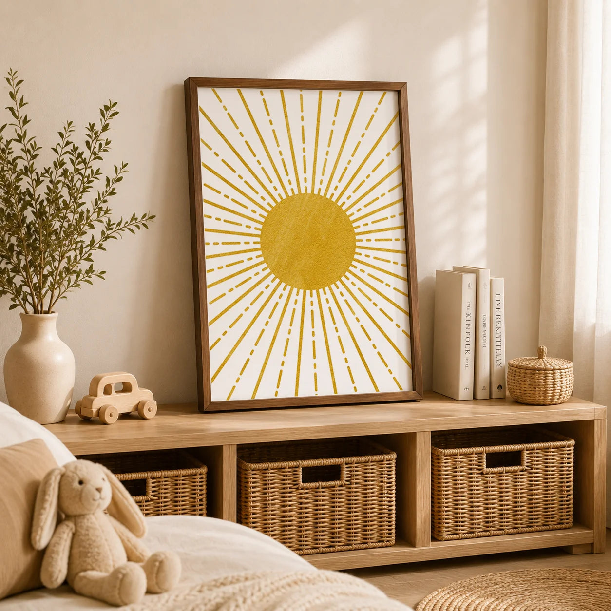 Boho Nordic Sun Canvas Wall Art | Minimalist Sunburst Print Canvas Wall Art Print Peaceful Pleasures Health and Wellness
