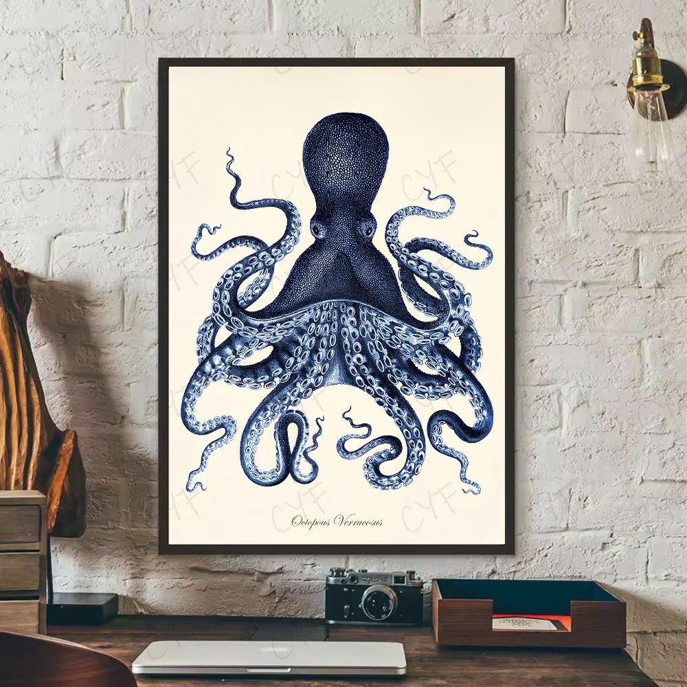 Blue Sea Creature Coral Shrimp Poster HD art sticky wall waterproof home living room bedroom bar aesthetic decoration Peaceful Pleasures Health and Wellness z9 30X40cmNoframe