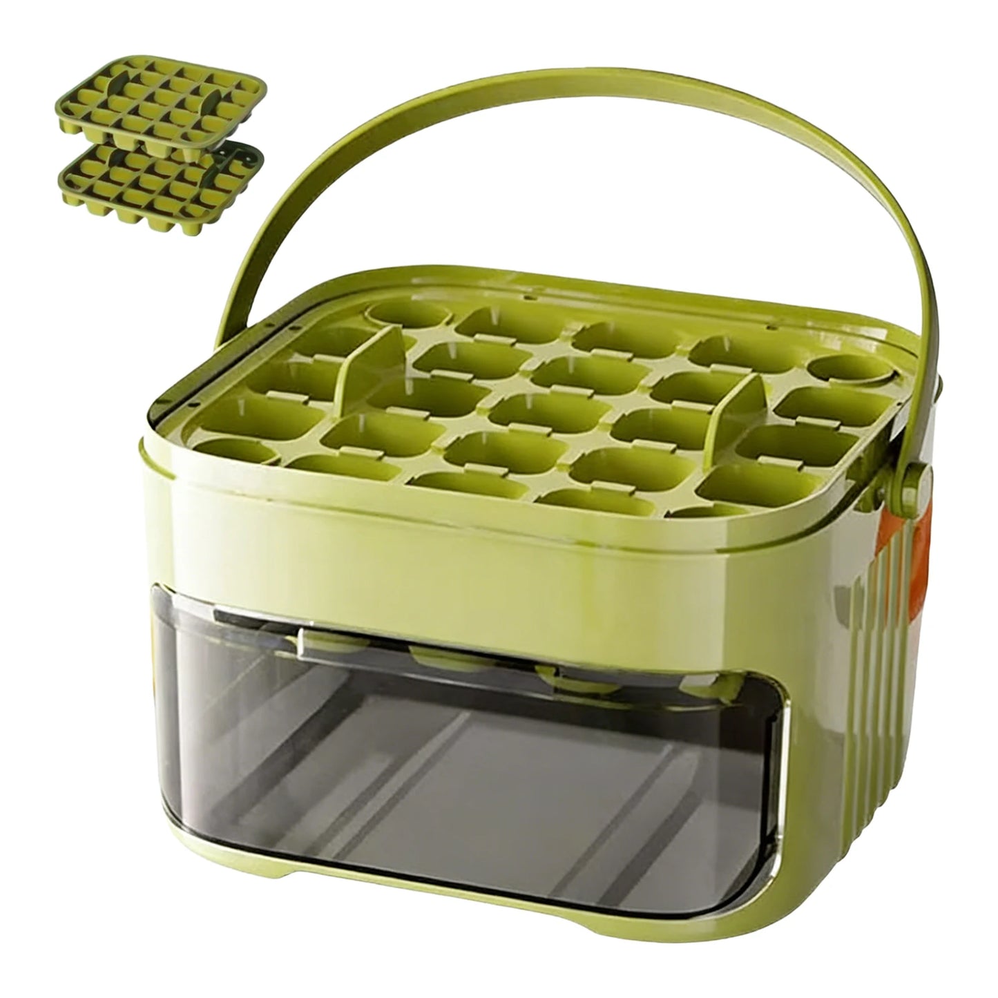 Ice Cube Maker with Press Lid & Tongs 2 In 1 Ice Maker & Storage Bin Set Small Ices Bucket for RV/Office/Fridge Freezer Peaceful Pleasures Health and Wellness