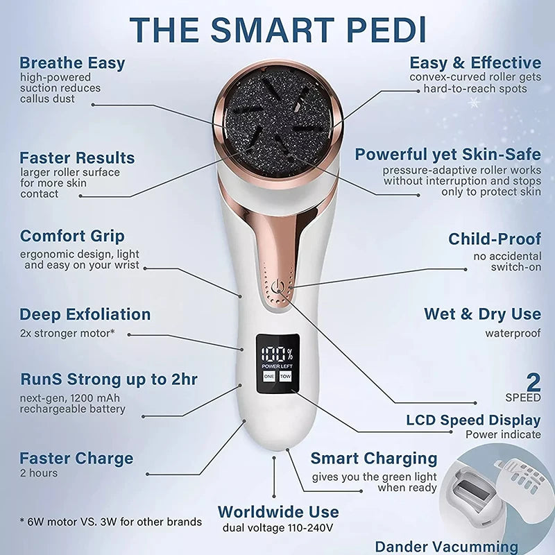 Professional Electric Vacuum Foot Grinder Rechargeable Foot File Exfoliator Callus Remover Pedicure Tools Peaceful Pleasures Health and Wellness