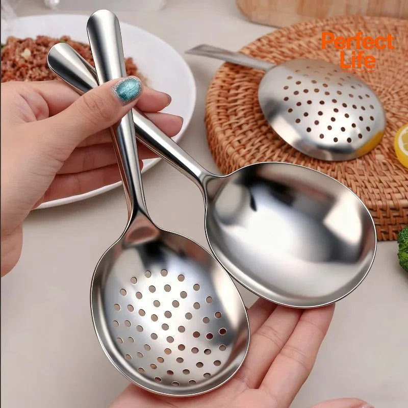 Stainless Steel Slotted Serving Spoon & Ladle | Heat-Safe Handle Serving Spoon & Ladle Peaceful Pleasures Health and Wellness